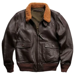 Genuine Leather Men's Goat Coat Fur Collar Japanese Winter Flight Mans Jacket Goatskin Trench Coats First Generation Overcoats