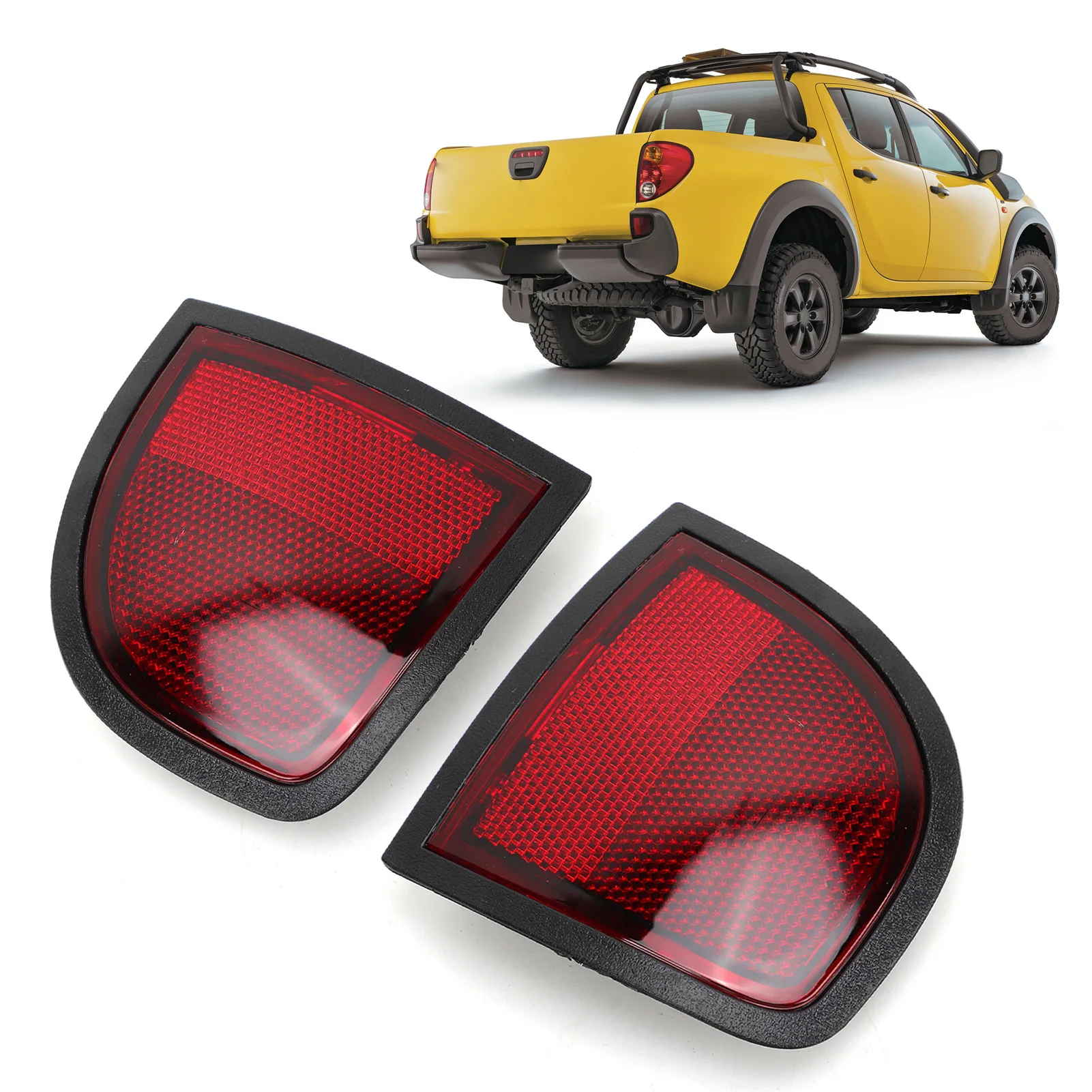 Reflector de parachoques trasero, Panel reflector lateral trasero de parachoques rojo de repuesto para Mitsubishi L200 Triton ML MN 2005-2015, accesorios para coche