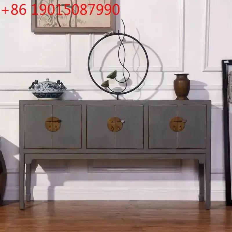

New Chinese solid wood porch cabinet Antique and old foyer cabinet Modern Chinese living room decoration cabinet