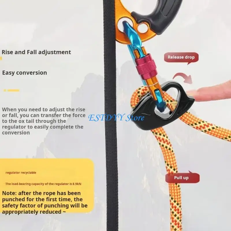 G6DE Aluminum Alloys Climbing Ascender Adjustable Rope Grab Falling Arrestor