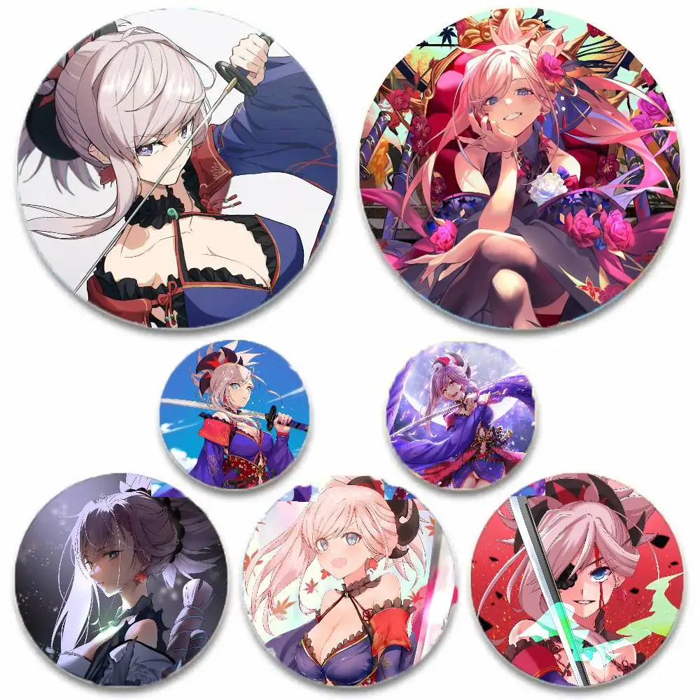 Miyamoto Musashi Animated Game Fate Grand Order Pins Brooch Cartoon Badge For Friend Backpack Clothes Collect Accessories Jewel