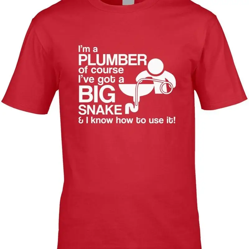 سباك رجل تي شيرت مضحك العمل السباكة ثعبان كبير وقح نكتة وظيفة له