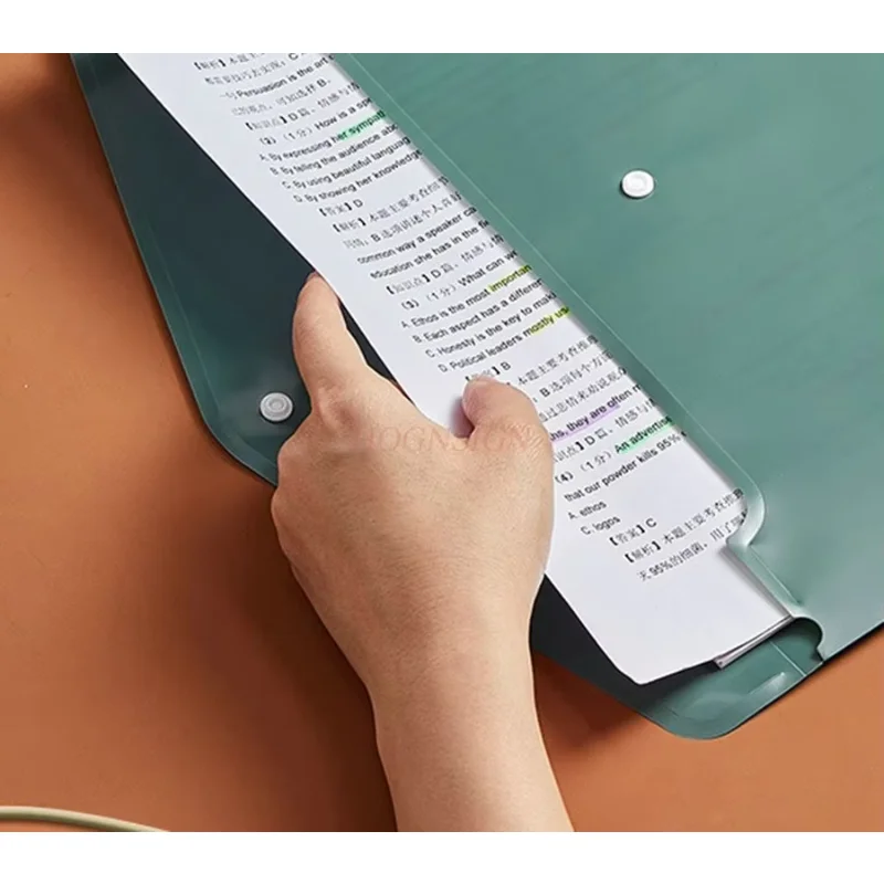 12pcs A4 large capacity buckle file bag, student test paper storage bag, thickened plastic material bag, folder