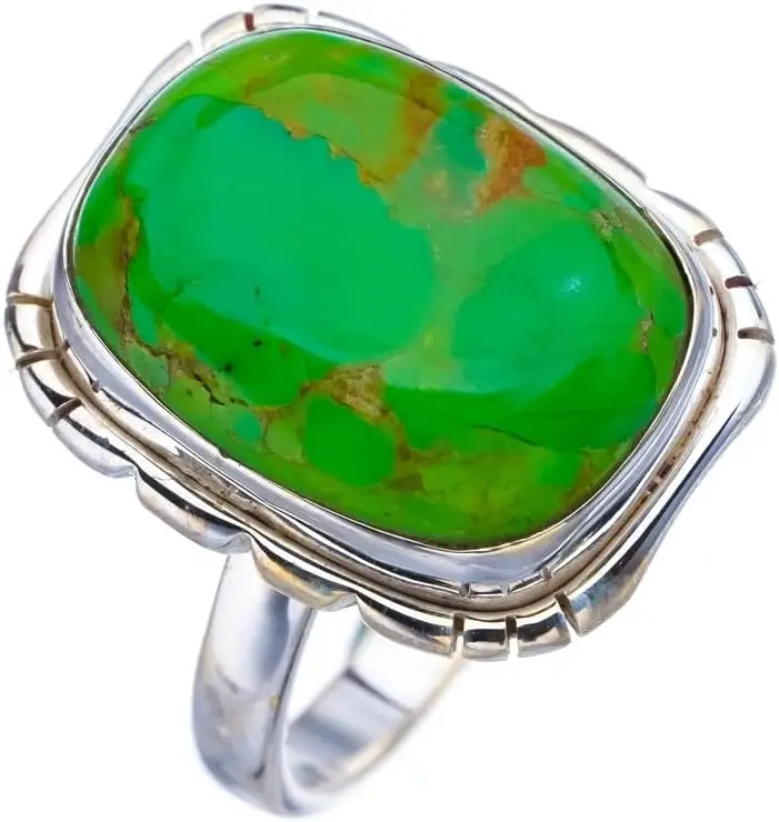 

Hesy Natural Turquoise Handmade 925 Sterling Silver Ring N 1/2 F3160