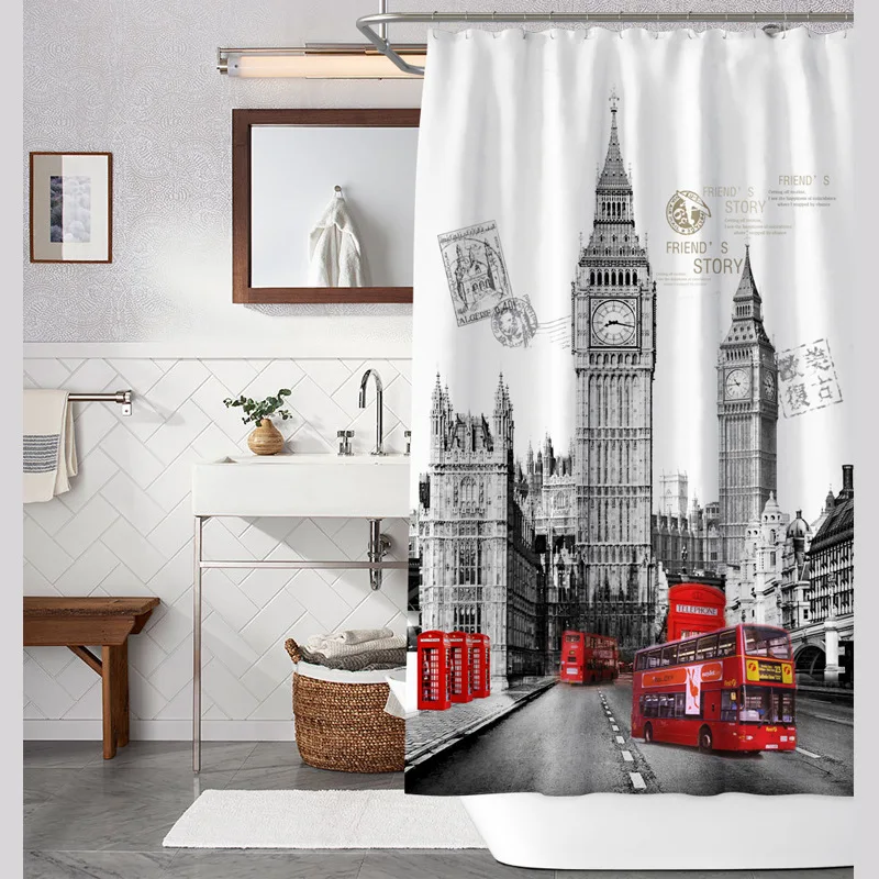 

Creative Shower Curtain High-grade Thickened Shower Curtain Polyester Waterproof and Mildew-proof Sanitary Partition Curtain