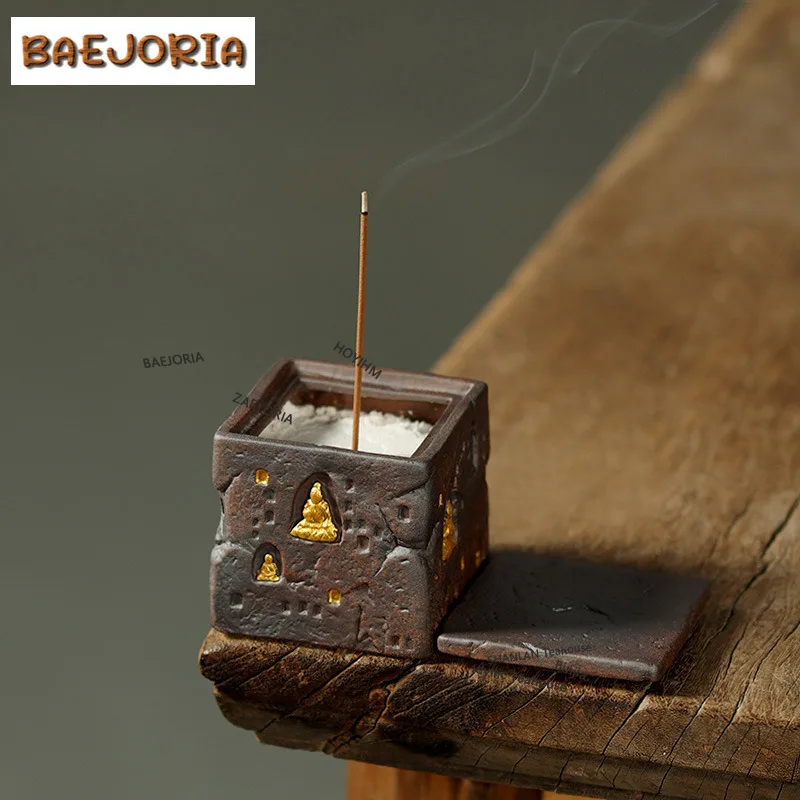 BAEJORIA Lazurite Rock Dunhuang Fangzun Incense Holder Incense Smoke Waterfall Incense Burners Consecrate Censer Tableware Craft