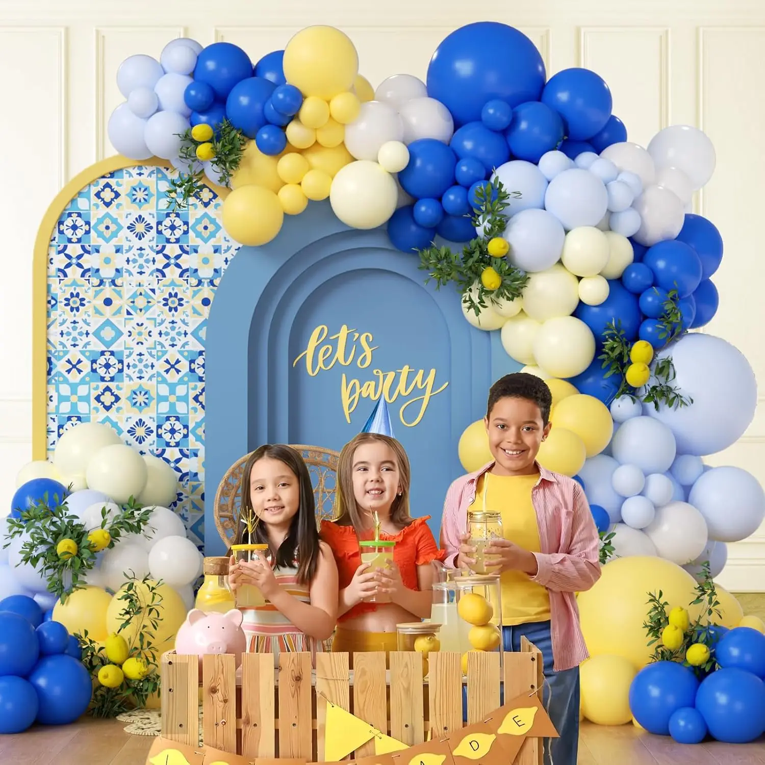 116Pcs Blue and Yellow Balloon Arch Kit Pastel Yellow Baby Blue White Balloons for Bridal Baby Shower Birthday Party Decoration - view 6