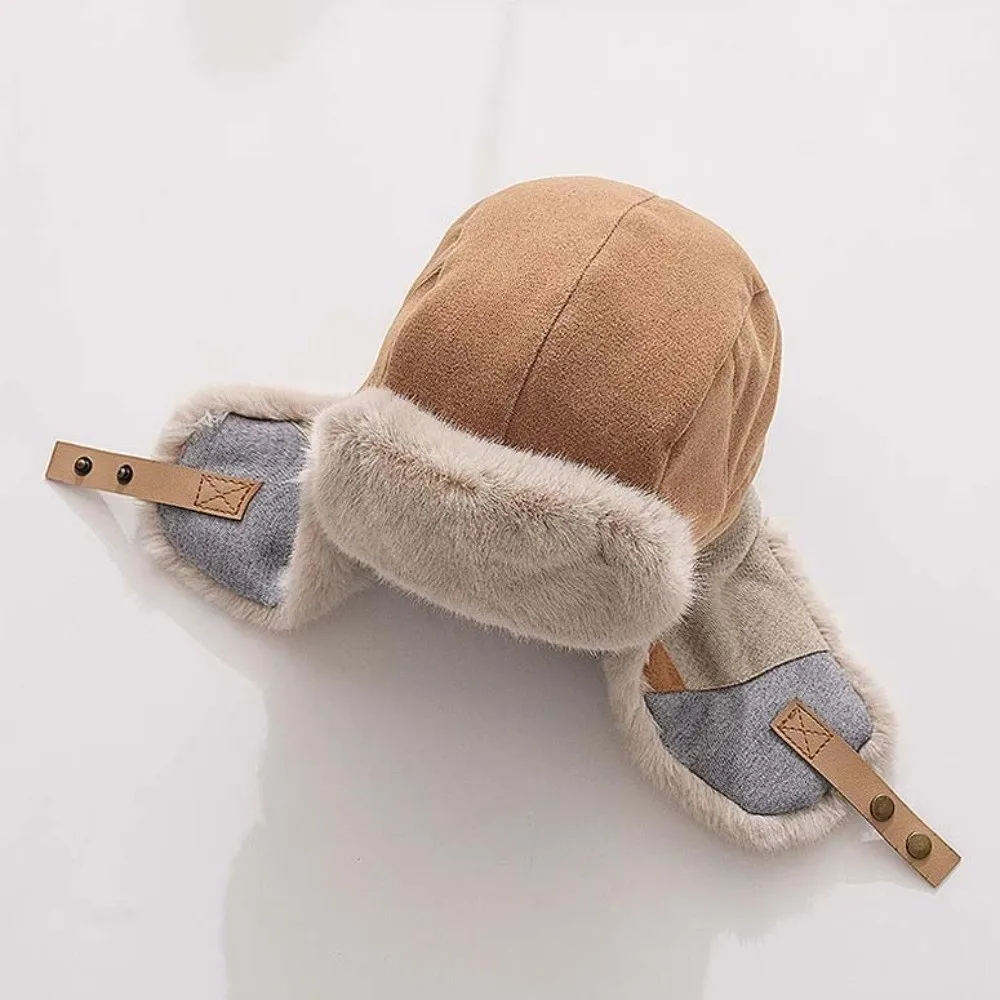 Color Block Winter Trapper Hat Fleece Lined Ear Flap Warm Earflap Cap Thick Thermal Wind Resistant Patchwork Ski Cap