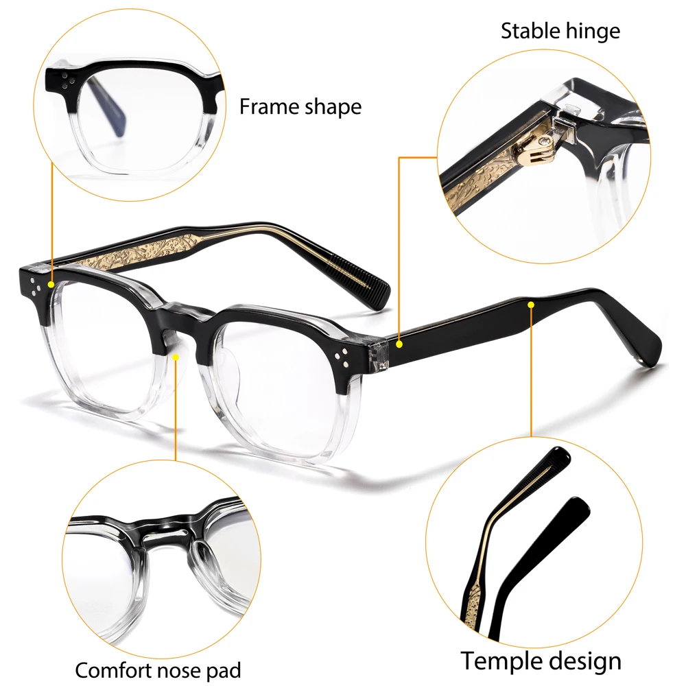 CATERSIDE Neue Herren-Modebrillenfassung, quadratisch, dicker Rahmen, Brillenfassung für Damen, für Outdoor-Reisen, einfache dekorative Brille – Detail 7