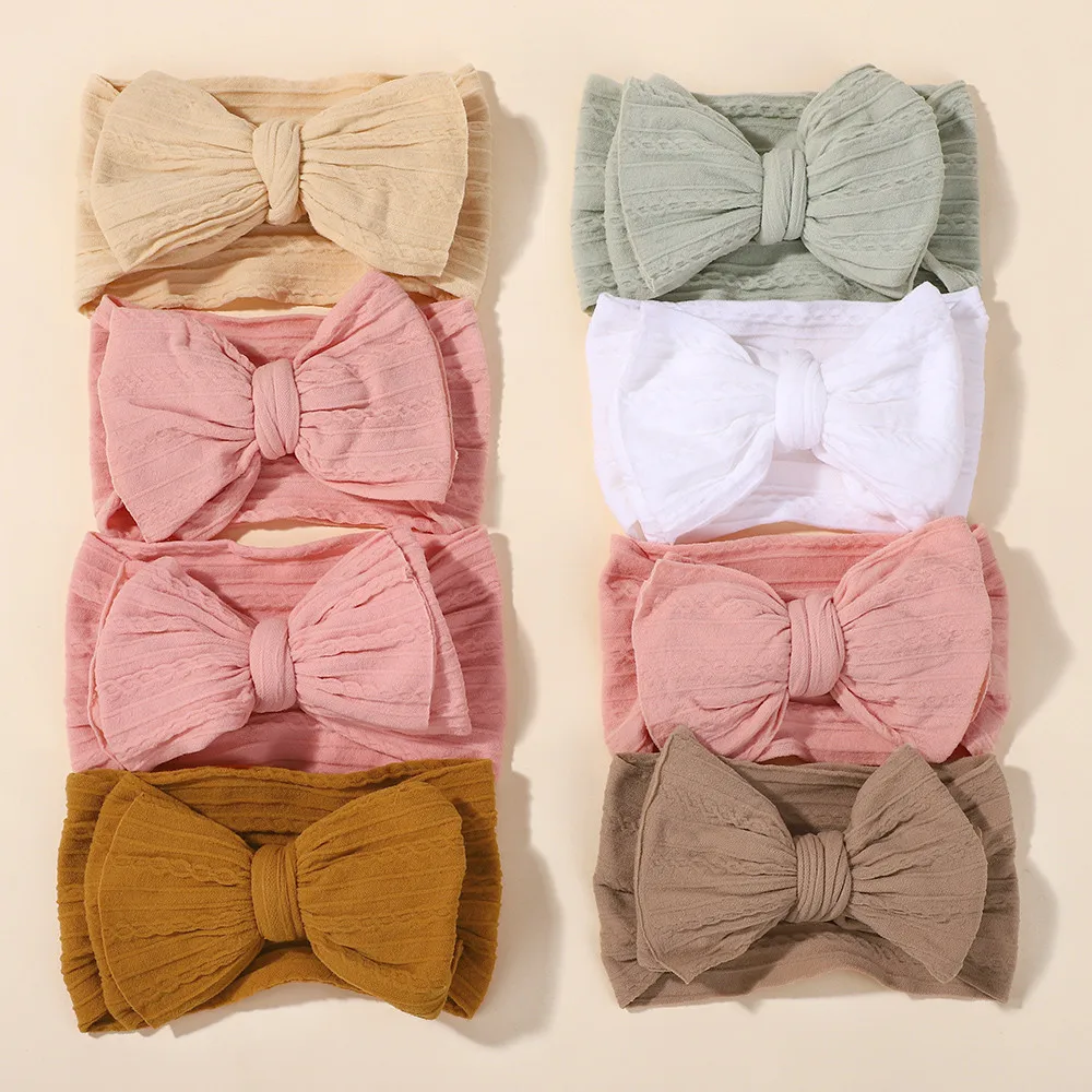 6 unids/set de diadema con lazo de Color aleatorio para turbante recién nacido, bandas para el cabello anudadas, diadema elástica suave, accesorios para el cabello de bebé