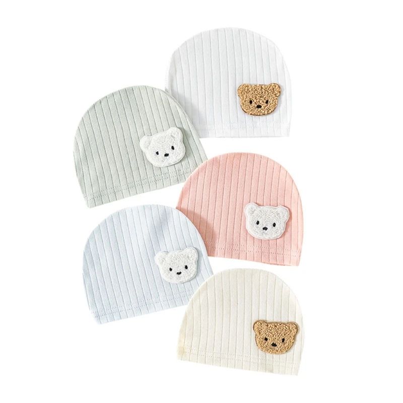 Breathable Newborn Bear Jumpsuit Hospital Hat Spring Outfit Long Sleeves Bodysuits for Baby Girls Boys Unisex Coveralls Q81A