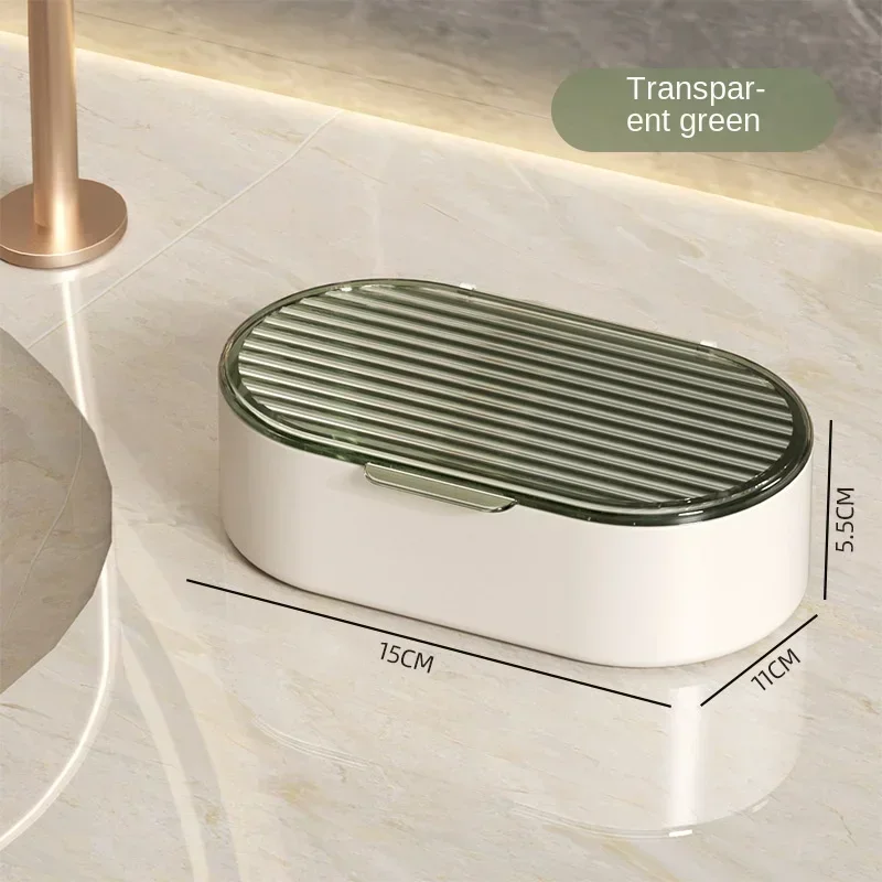 

Non-punching Double-layer Soap Box Household Bathroom Hollow Drain Soap Box with Cover Dust SoapBox Holder