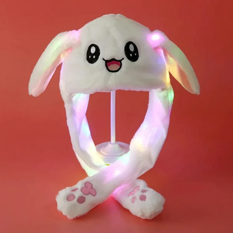Lustige Hasenohren-Mütze, LED-leuchtender Plüsch-Mütze mit beweglichen Hasenohren und beweglichen Ohren, Jungen- und Mädchen-Kindergeschenk, Cosplay-Kappen – Detail 11