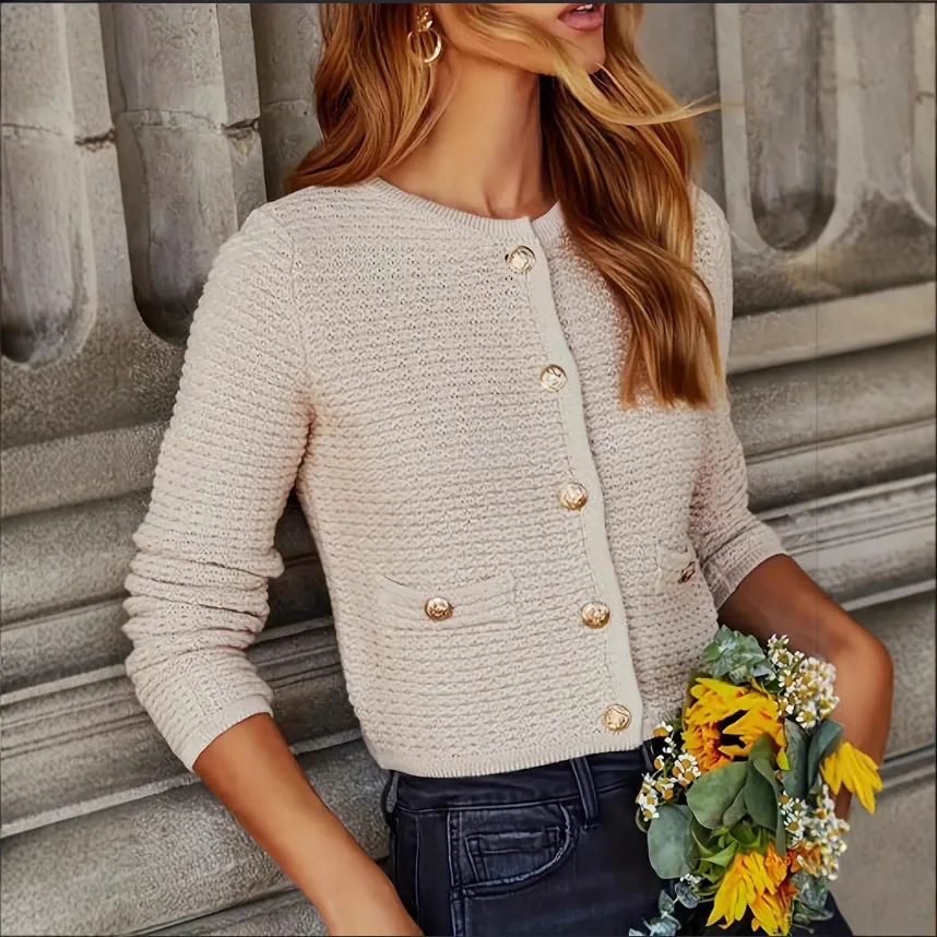 المألوف قصيرة محبوك سترة سترة المرأة تنوعا الخريف الشتاء نمط جديد صغير العطر نمط ملابس خارجية أنيقة #3