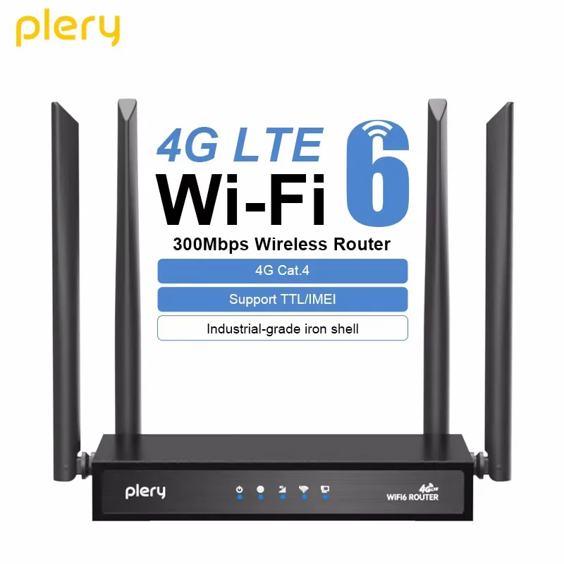 

PLERY 4G LTE CAT4 AX300 WiFi6 Router WiFi6 Insert a Sim 2.4Ghz Wifi signal Router Wireless Extender amplifier plug and play