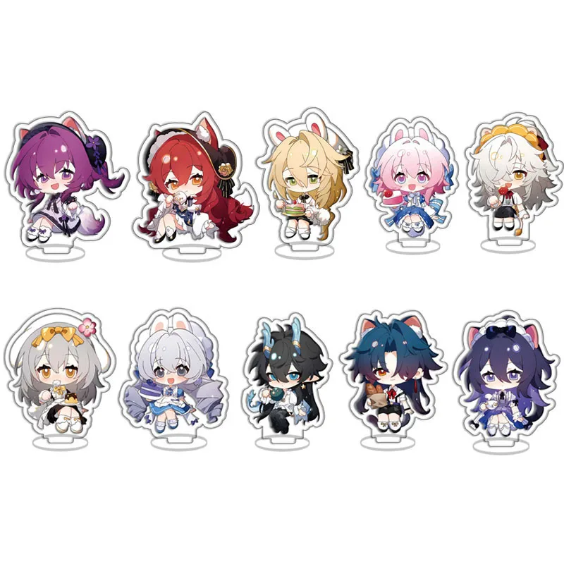 

8CM Honkai: Star Rail Game Figures Acrylic Stand Model Plate Lunae Himeko Kafka Blade Bronya Kawaii Standing Desk Decor Accessor