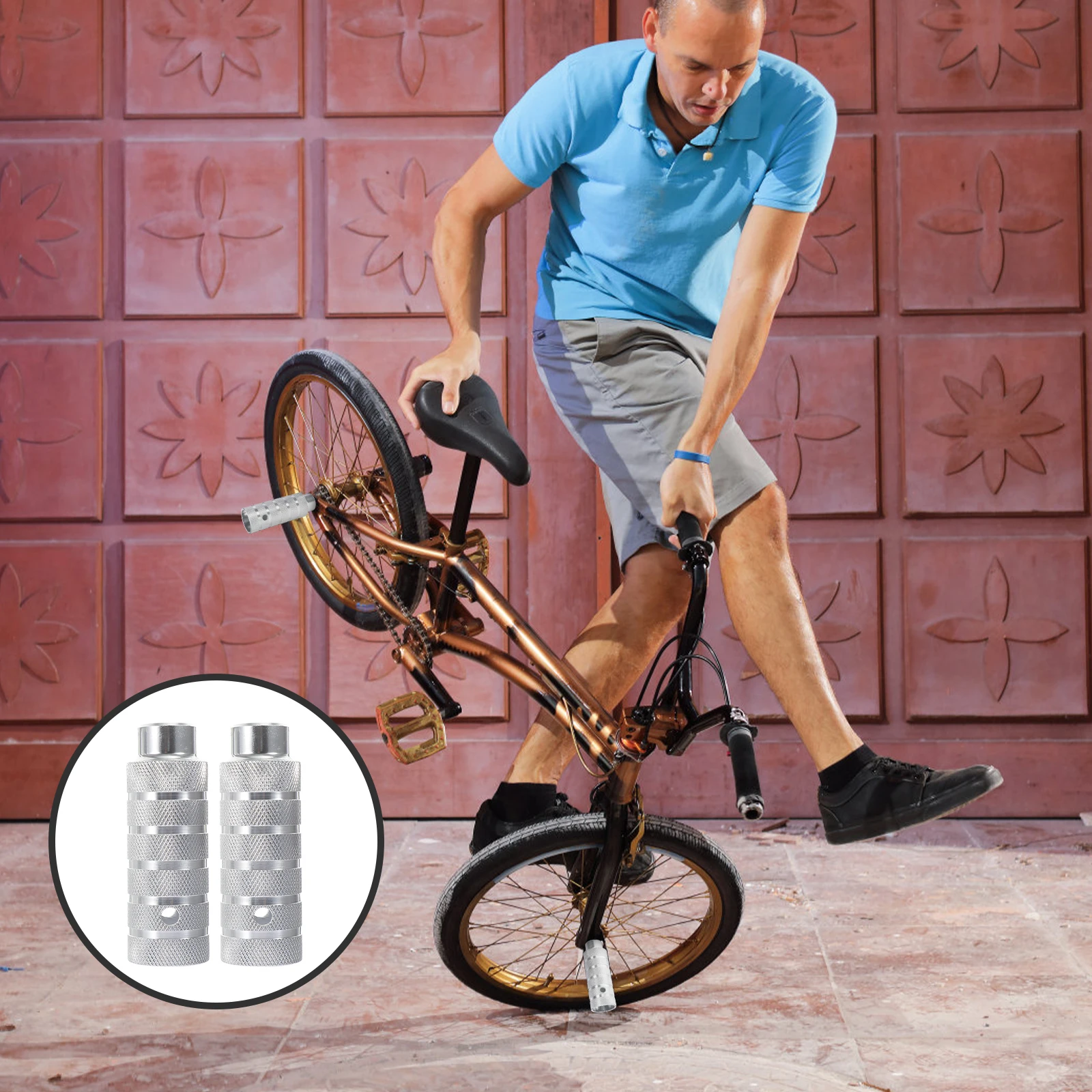 

1Pair Bicycle Rear Stunt Pegs Aluminum Alloy High Hardness Anti-Skid Cycling Rear Pedal for Mountain Bike Sturdy Quick Release