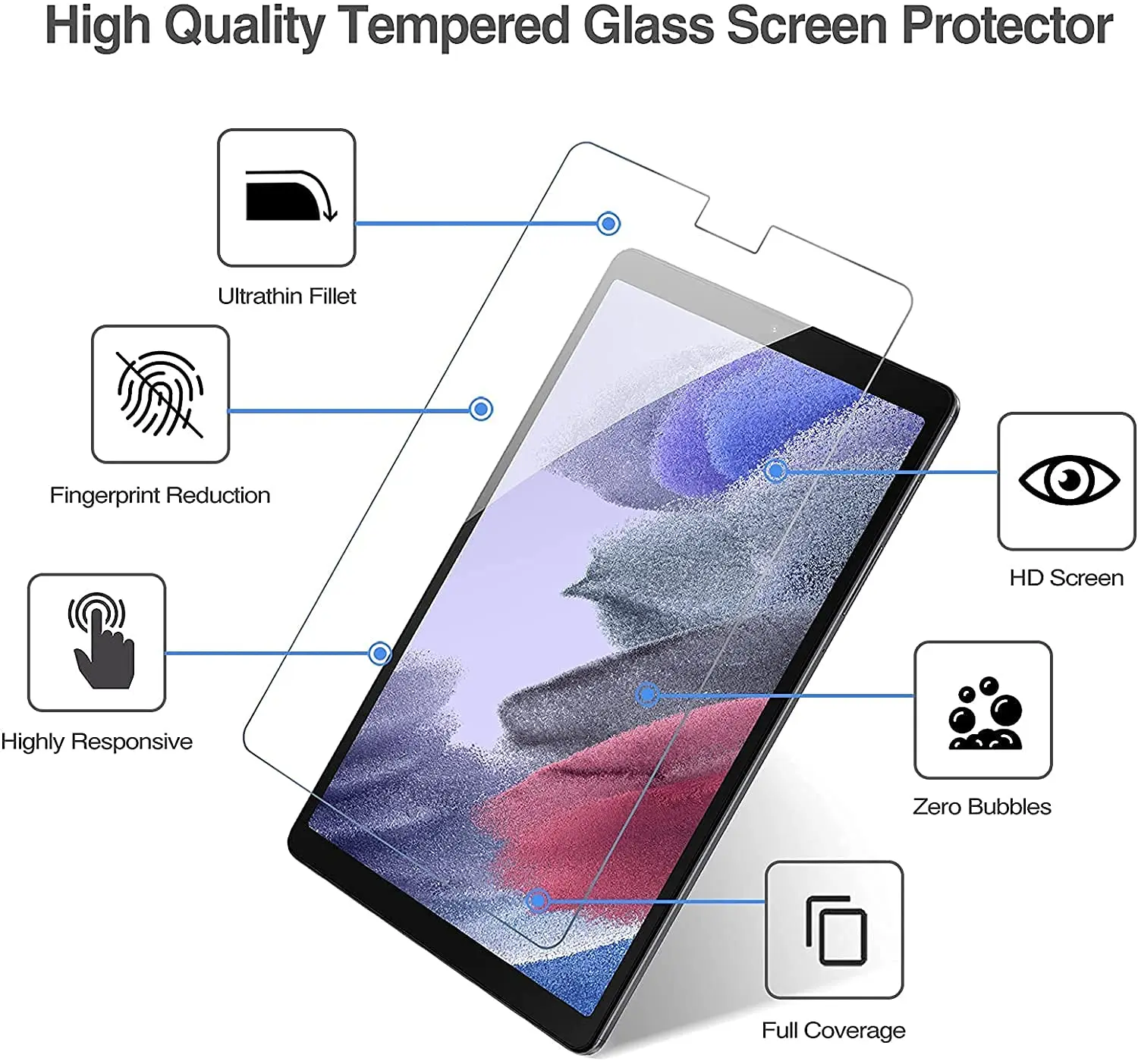 For Samsung Galaxy Tab A7 Lite 8.7 inch Screen Protector Tempered Glass Film for Galaxy Tab A7 Lite SM-T220 / SM-T225 8.7" 2021