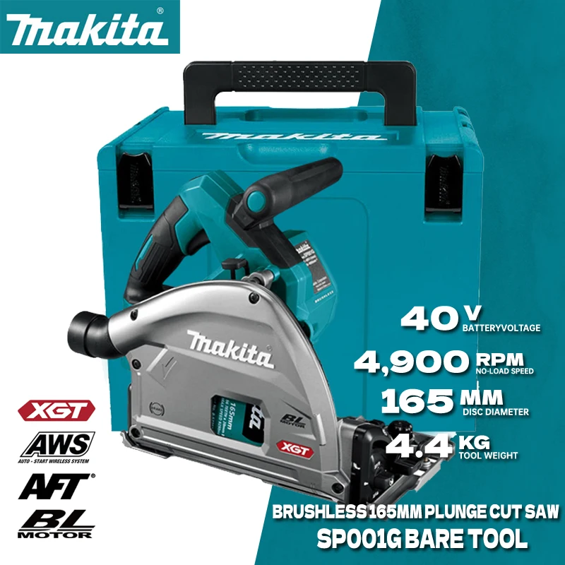 

Makita Cordless Plunge Cut Saw 40V XGT Brushless AWS 165MM 6-1/2" 4900RPM WoodWorking Lithium Power Tools SP001GZ