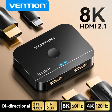 Vention HDMI 2.1 스위처 8K 60Hz 4K120Hz 양방향 2 in 1 out for TV Xiaomi Xbox PS5 4 HDMI 호환 모니터 HDMI 분배기