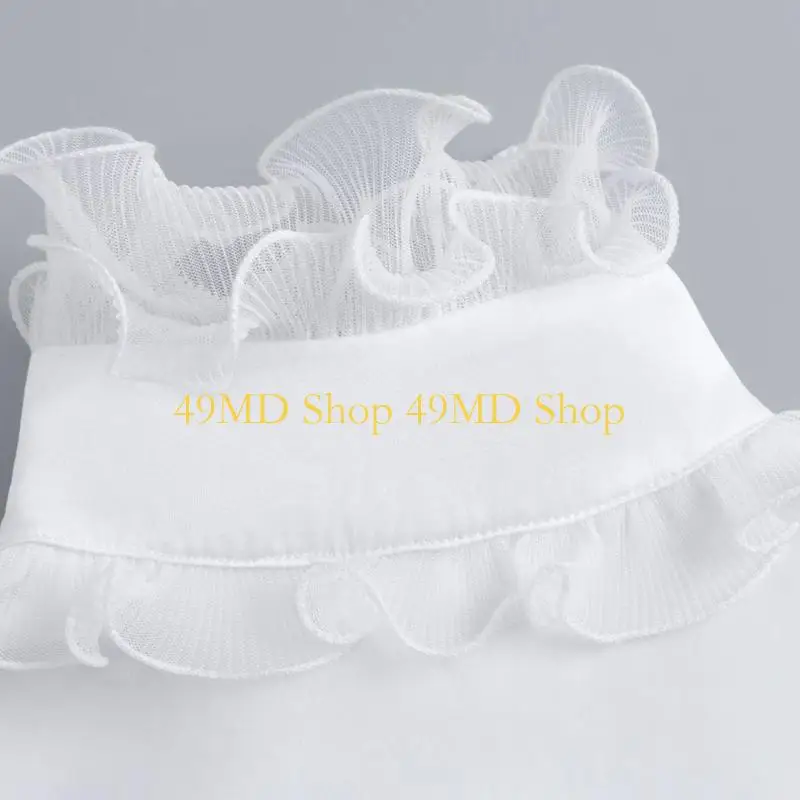 49MD Elegant Turtleneck Collar with Ruffle Trim Women Fashion Accessory Decorative Collar Half Shirt for Evening Party Outfit