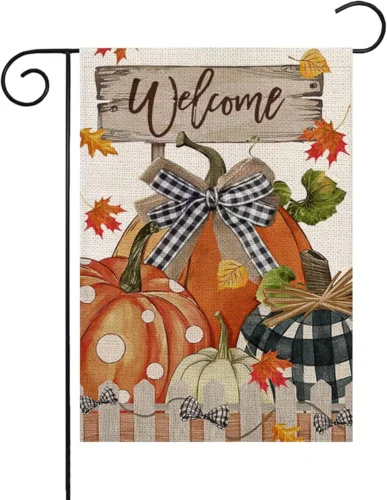 Decorative Thanksgiving Pumpkin Garden Flag 12 X 18 Doule-Sided Welcome Yard Fla