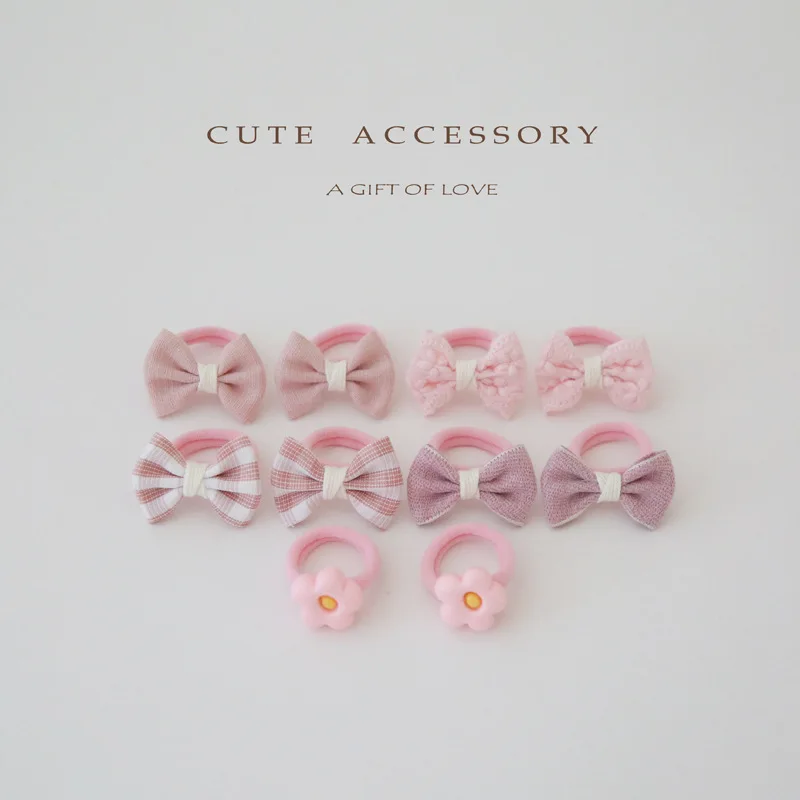 10 Pcs/Lot Sweet Hair Bows Hair Ties Band Flowert Girls Mini Baby Basic Kids Hair Accessories