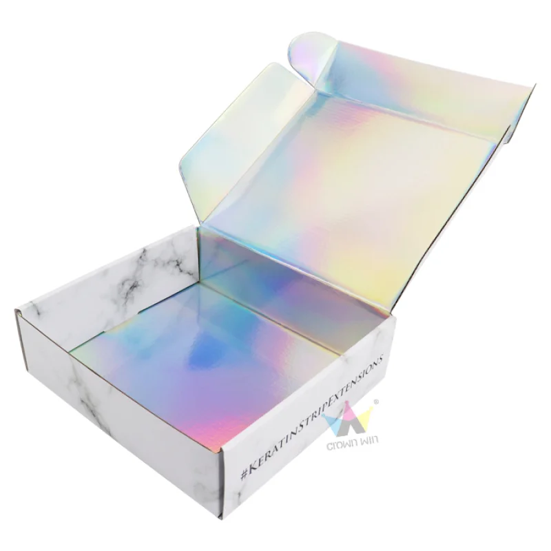 customized  Logo Luxury Packaging Bag And Corrugated Cardboard Cosmetics Packaging Lash Product Box Holographic Mailer Shipping