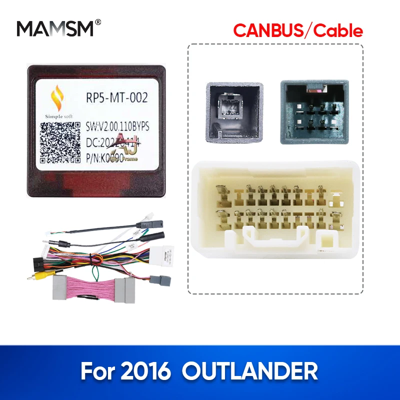 MAMSM Car Radio Cable CAN-Bus Adapter For Mitsubishi OUTLANDER 2016 Power Wiring Harness Android Multimedia Connector RP5-MT-002