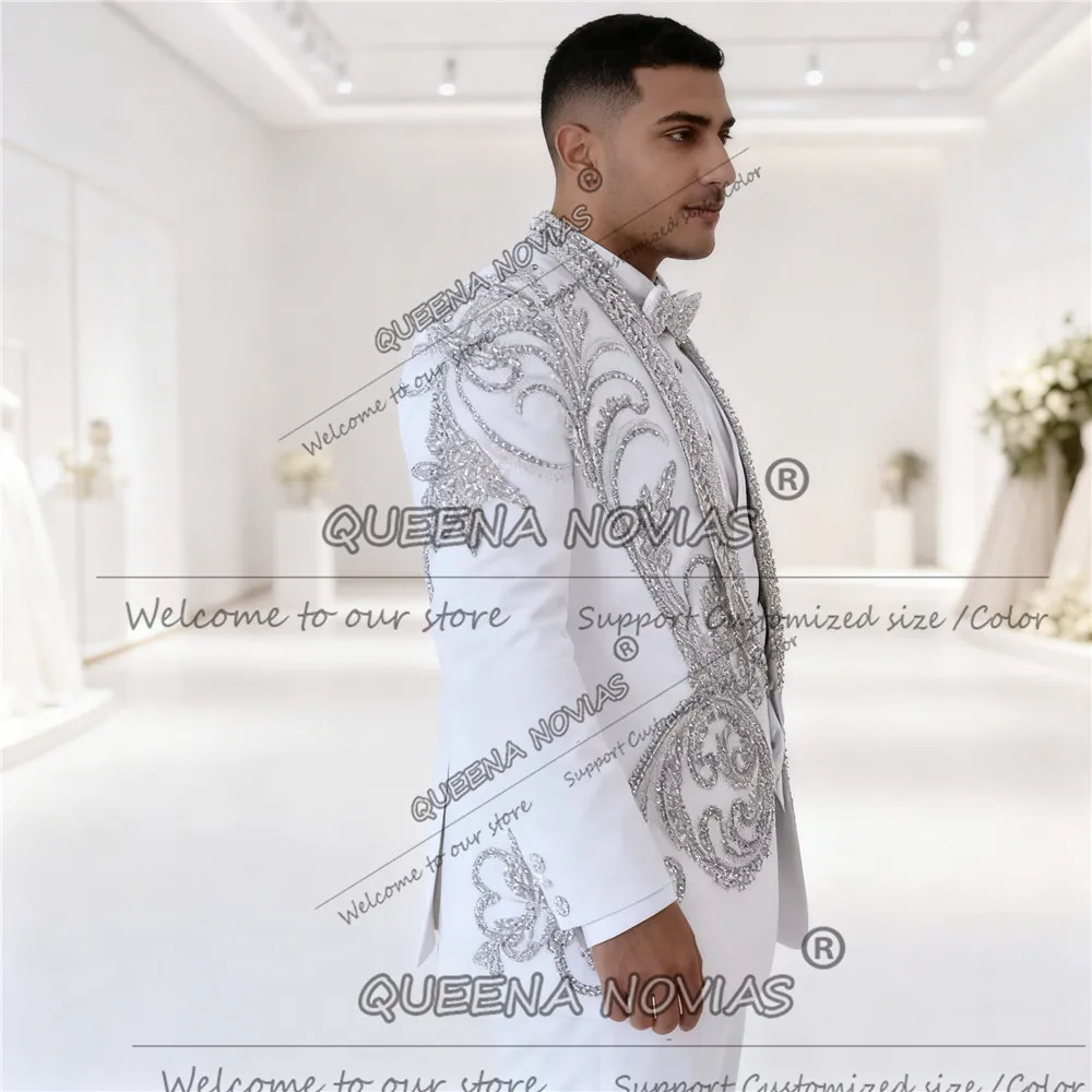 

Сверкающие бисерные кристаллы, свадебные смокинги для жениха, индивидуальные комплекты из 3-х предметов, блестящие этикетки, пиджаки для выпускного вечера, облегающие костюмы для мужчин