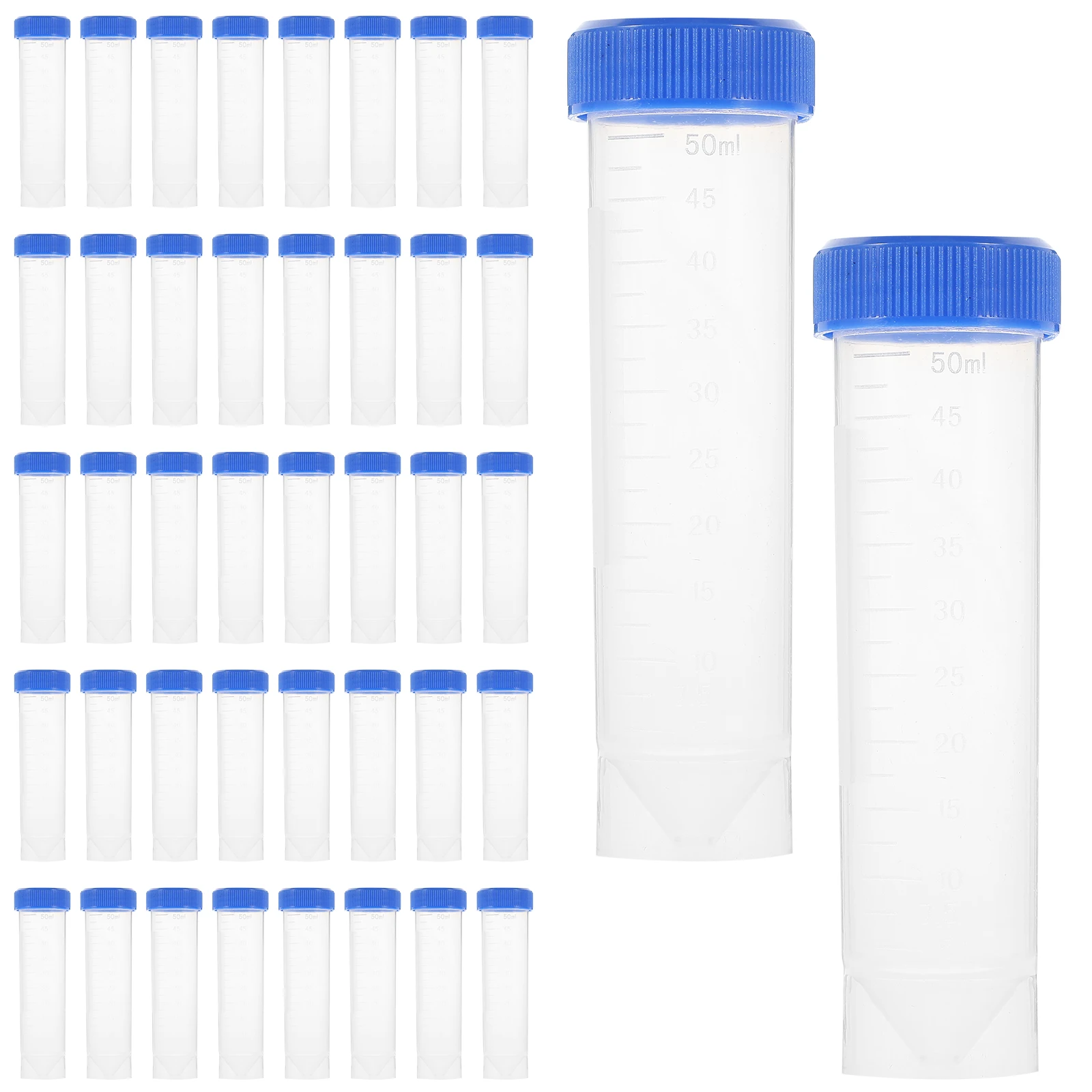 

50 Pcs 50ml Screw Cap Tube Test Tubes with Caps Lab Laboratory Small Flat Bottom Sample Collection Lid