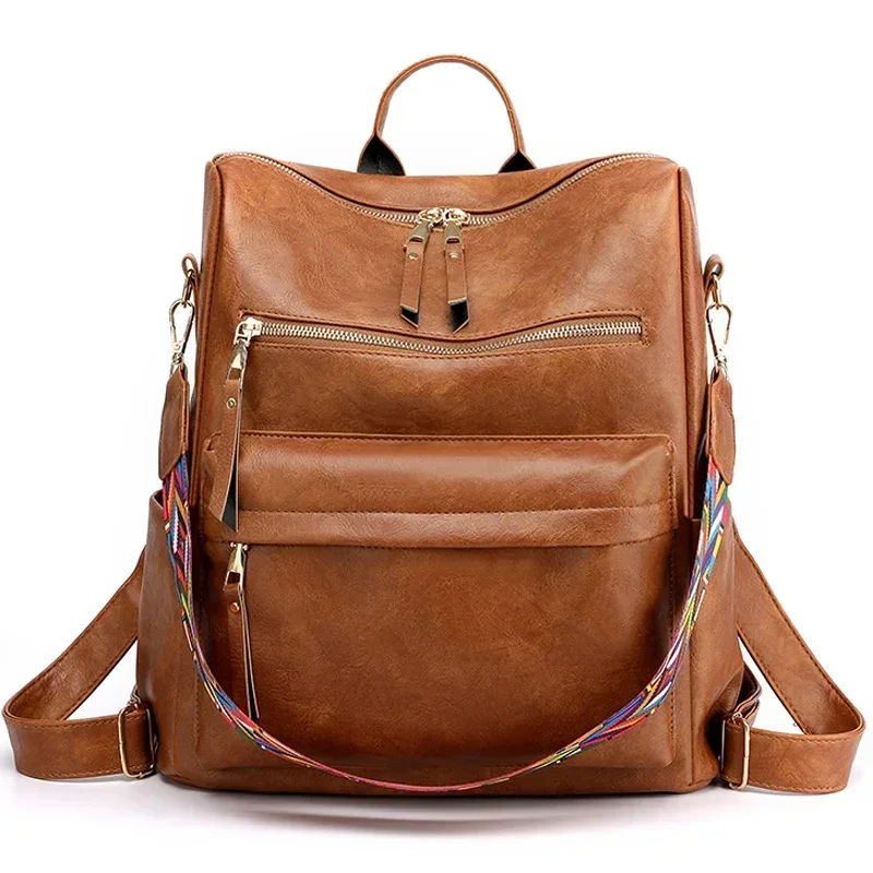 JBTP جديد ريترو حقيبة ظهر كبيرة المرأة بولي Leather حقيبة ظهر جلدية المرأة حقيبة ظهر للسفر حقائب الكتف المدرسية Mochila الظهر