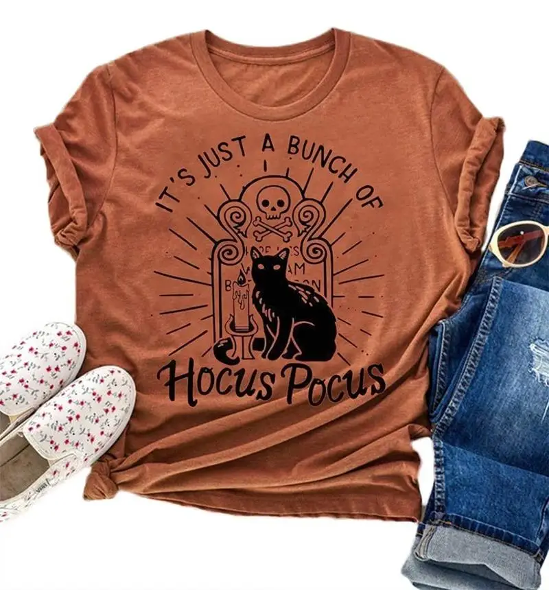Hocus us loween Dames T-shirt ort Sve round Ne Fall Faion Casual Comfortabel Katoen Andere materiaal Top