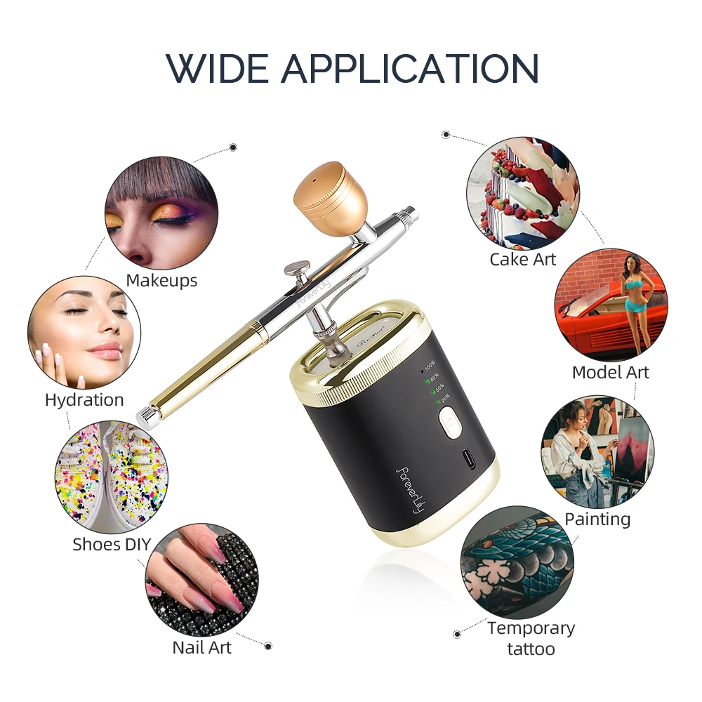 Portable Airbrush Nail With Compressor Kit Nails Art Cake Painting Craft Airbrush Nano Oxygen Injector Airbrush Steam Gun