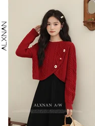 ALXNAN 2024 Autumn Winter New Women's Sweater Elegant Basic Straight Intellectual Soft Knitwear Jumper Sold Separately LXN32258