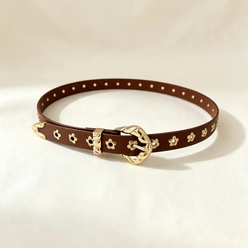 1 piece of women's belt with small floral eyes, hollowed out punk Y2K rock style, versatile for daily use, suitable for parties