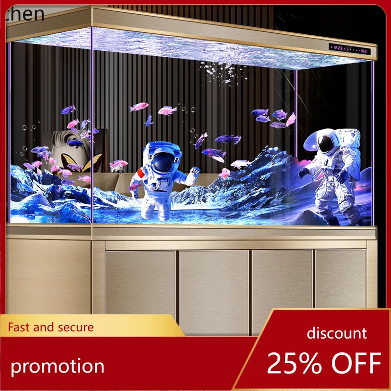 

CZ Large Aquarium Bottom Filter Ultra-clear Glass Household Partition Ecological Goldfish Tank Automatic No Water Change Needed