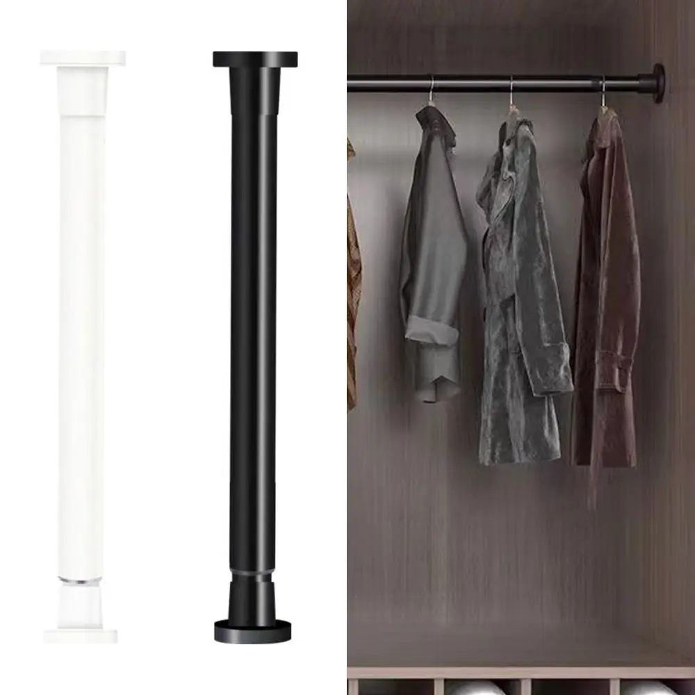 Metal Telescopic Door Curtain Rod No Drilling Adjustable Length Shower Curtain Pole Multi-functional Clothes Drying Rack