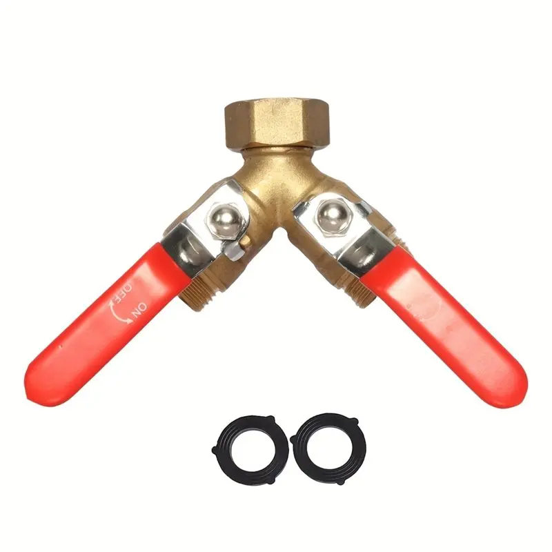 

A93Z Y-Shape Garden Hose Splitter 2 Way, Hose Splitter 2 Way With Long Handle, Water Hose Splitter For Outdoor Faucet Connector