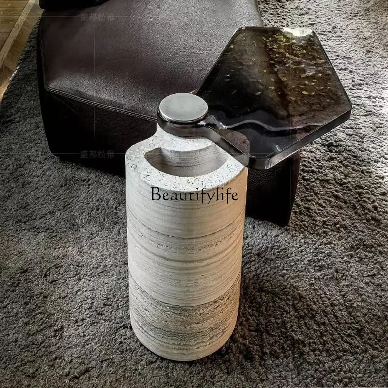 yj21  Marble Side Table Irregular Shape Rotatable Light Luxury High-End Feel Leisure Corner Table