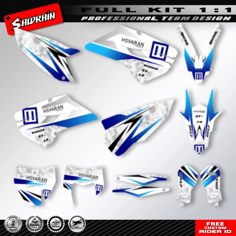 

Наклейка на мотоцикл Sawrain, комплект наклеек с графикой команды для 2014 2015 TE FE 2014 2015 2016, синий, белый, Husqvarna TC FC