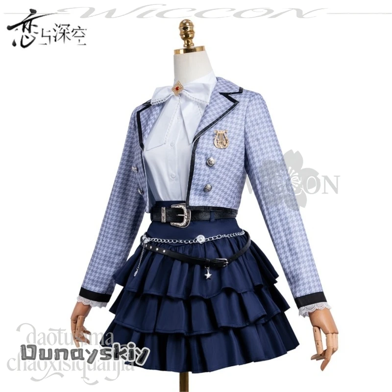 BHemera S @ أنثى الرصاص موحدة تأثيري houndstooth قصيرة أنيقة سترة قصيرة فستان قصير قبعة هالوين حفلة أنيمي لعبة الحب #2