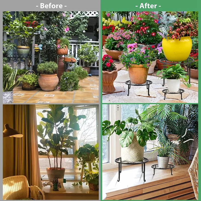 5 Pack Heavy Duty Flower Pot Stands For Outdoor & Indoor Plants For Multiple Plants , Rustproof