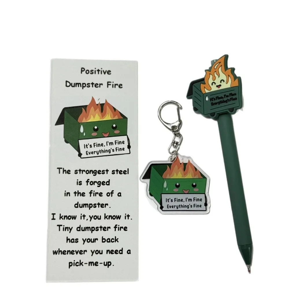 

Funny Dumpster Fire Ballpoint Pens With Bookmark With Acrylic Ballpoint Pens Emotional Support Gift Portable