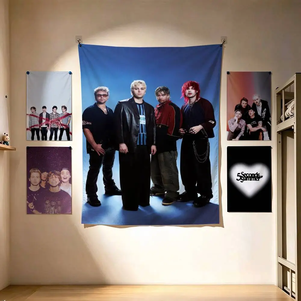 5 5SOS S-Seconds of S-Summer Flags Wall Hanging Background Art for Bedroom Home Outdoor Decor