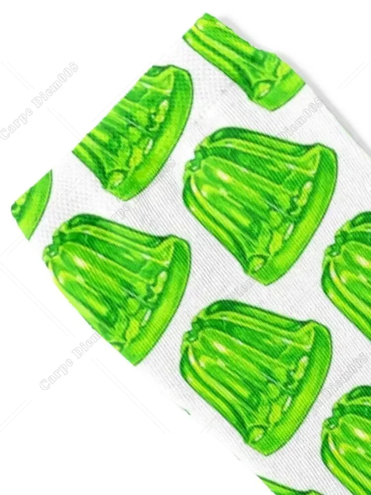 Green Jello Mold Pattern White Socks Sports and Leisure Halloween Boy Socks Women's One Size