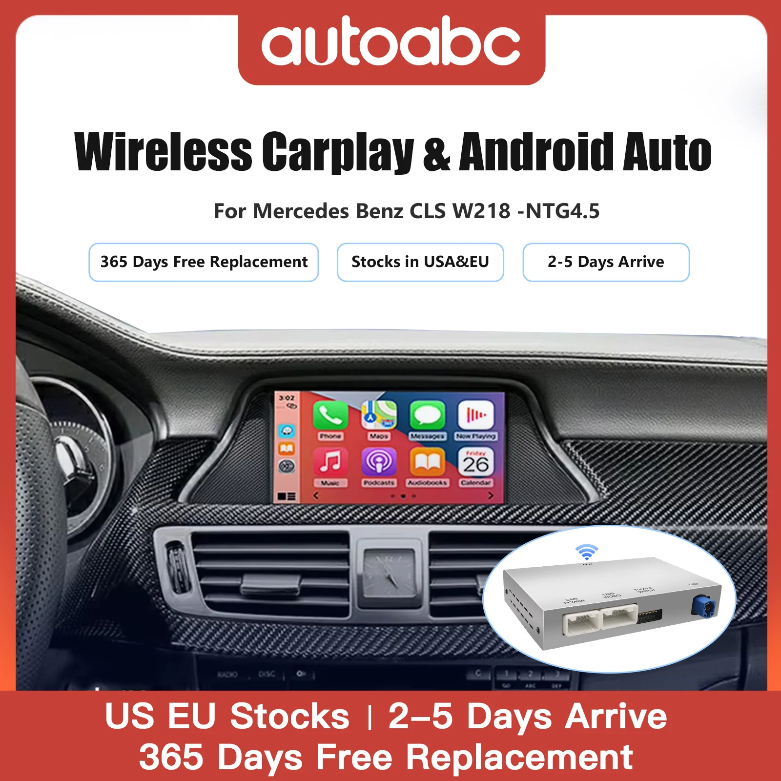 CarPlay inalámbrico para Mercedes Benz CLS W218 2011-2015 NTG4.5/4,7 Con Android Auto Mirror Link AirPlay Bluetooth Siri voz USB