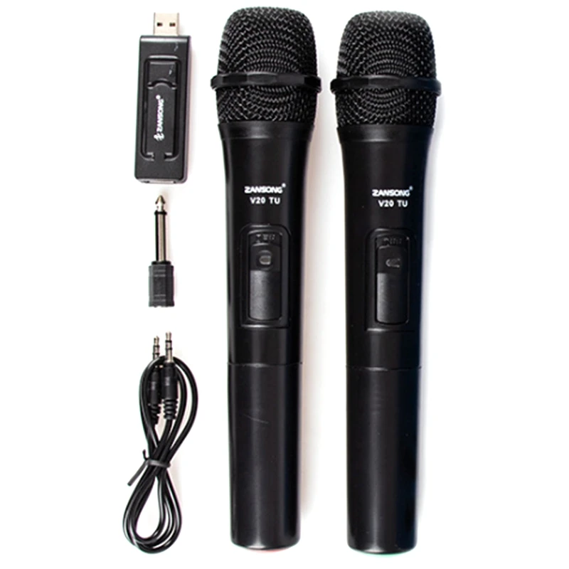 Zansong Uhf USB 3,5 mm drahtloses Mikrofon Megaphon Handmikrofon mit Empfänger für Karaoke-Sprachlautsprecher V20