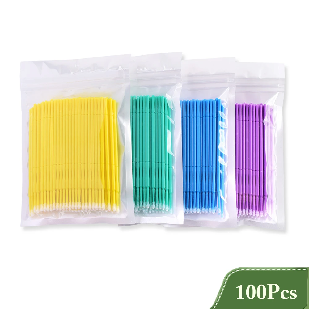 100Pcs/Bag Disposable MicroBrush Eyelashes Extension Individual Lash Removing Swab Micro Brush For Eyelash Extension Tools