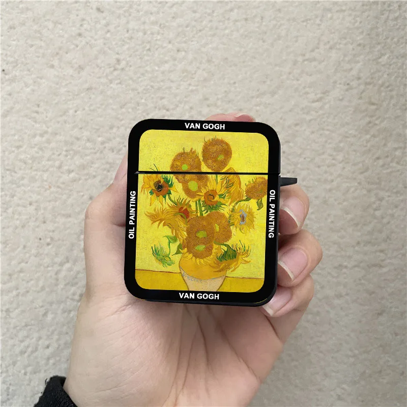 Sunflower Art painting Cases For Airpods Pro 3 2 1 Earphone Shell Wireless Bluetooth Charging Box For Apple Airpod 3 Cover Bags